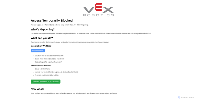 Security scan screenshot of https://vexforum.com