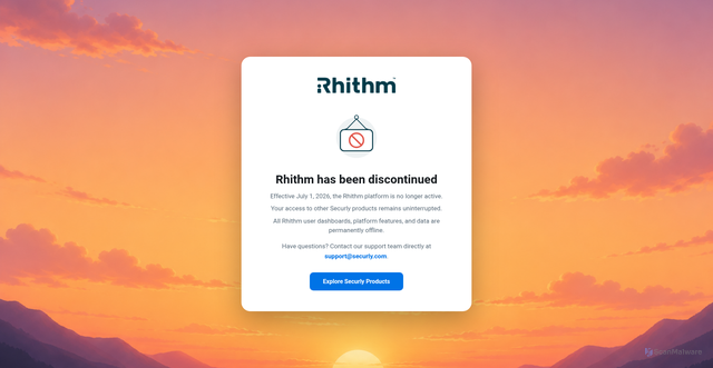 Security scan screenshot of https://portal.rhithm.app