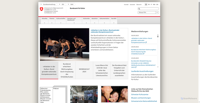 Security scan screenshot of https://www.bak.admin.ch/bak/de/home.html