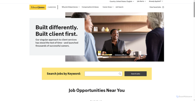 Security scan screenshot of https://careers.edwardjones.com/