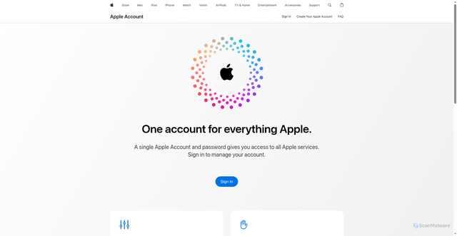 Security scan screenshot of https://appleaccount.com