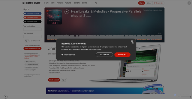 Security scan screenshot of https://hearthis.at