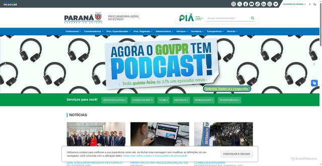 Security scan screenshot of https://www.pge.pr.gov.br/