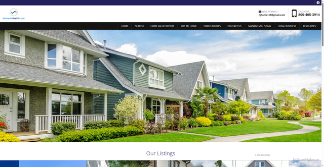 Security scan screenshot of https://homesintheus.com/?f=