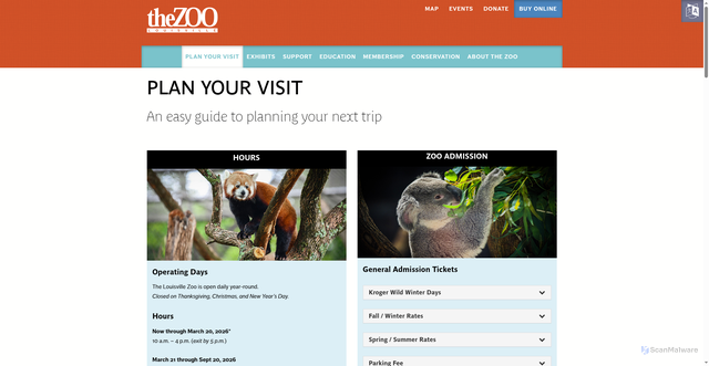 Security scan screenshot of https://louisvillezoo.org/plan/