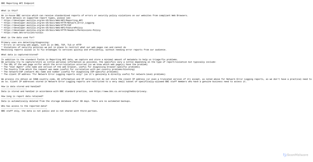 Security scan screenshot of https://assets.bbc-reporting-api.app