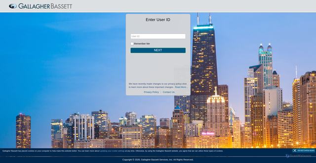 Security scan screenshot of https://sso.gallagherbassett.com