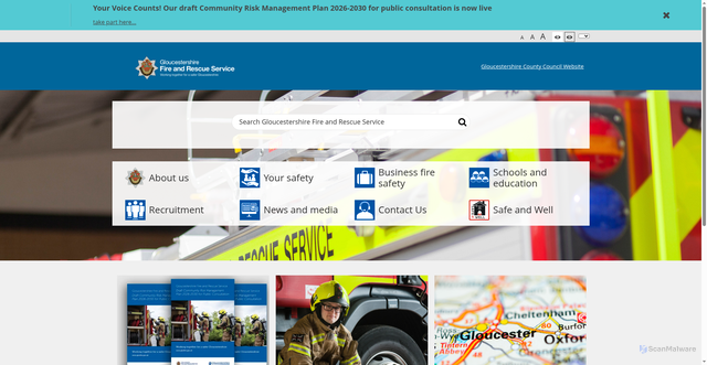 Security scan screenshot of http://www.glosfire.gov.uk/