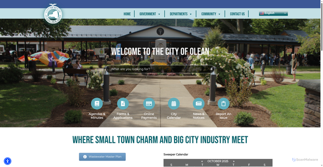 Security scan screenshot of https://cityofolean.org/