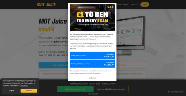 Security scan screenshot of https://motjuice.co.uk