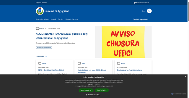 Security scan screenshot of https://www.comune.agugliano.an.it/it
