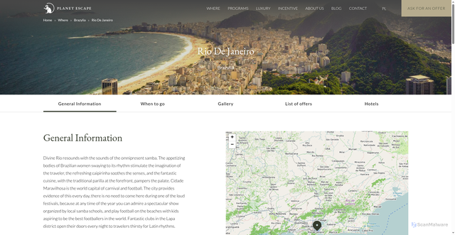 Security scan screenshot of https://planetescape.pl/en/miejsce/brazylia-rio-de-janeiro/