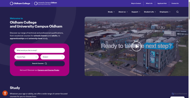 Security scan screenshot of http://www.oldham.ac.uk