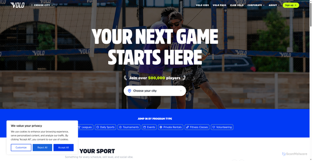 Security scan screenshot of https://www.volosports.com