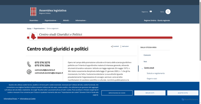 Security scan screenshot of https://consiglio.regione.umbria.it/organizzazione/enti-e-organismi/centro-studi-giuridici-e-politici