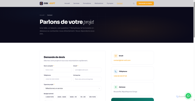 Security scan screenshot of http://cisi-soft.com/contact/?formation=php-laravel