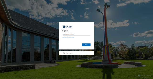Security scan screenshot of https://learn.snhu.edu