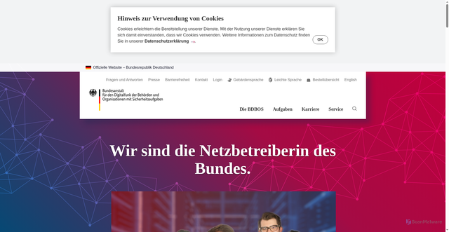 Security scan screenshot of http://www.bdbos.bund.de