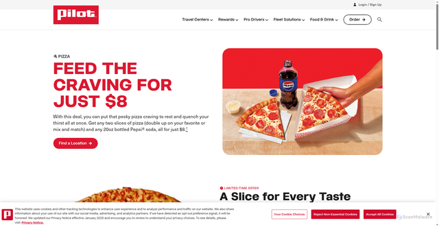 Security scan screenshot of https://pilotcompany.com/pizza