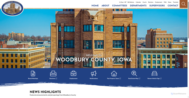 Security scan screenshot of https://www.woodburycountyiowa.gov/