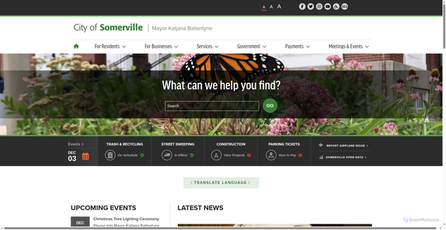 Security scan screenshot of https://www.somervillema.gov/