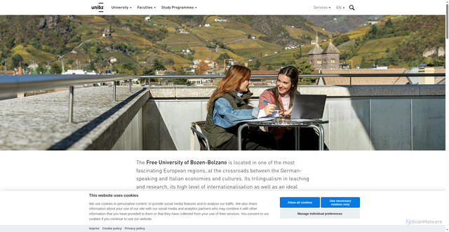Security scan screenshot of https://www.unibz.it/