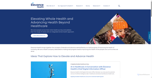 Security scan screenshot of https://www.elevancehealth.com/