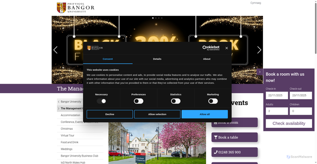 Security scan screenshot of https://www.bangor.ac.uk/management_centre/