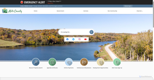 Security scan screenshot of https://millscountyiowa.gov/