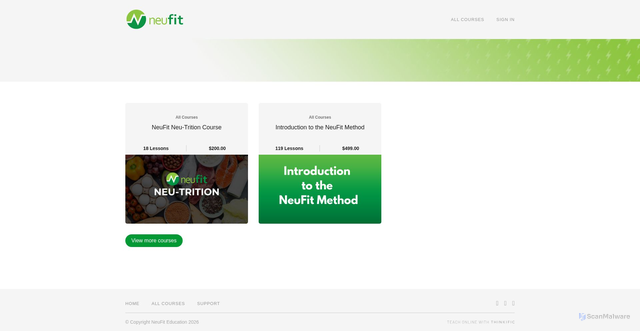 Security scan screenshot of https://neufit.thinkific.com