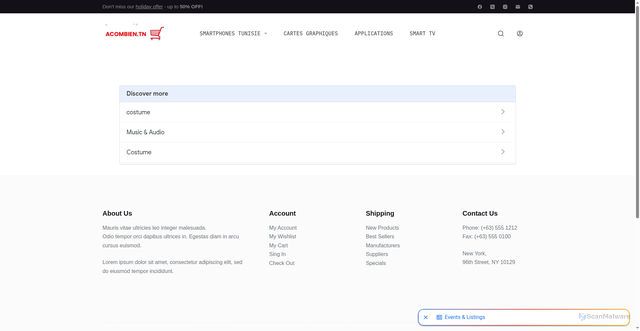 Security scan screenshot of https://acombien.tn/