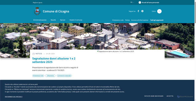 Security scan screenshot of https://www.comune.cicagna.ge.it/
