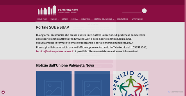 Security scan screenshot of https://unionepalvaretanova.it/