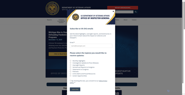 Security scan screenshot of https://vaoig.gov/