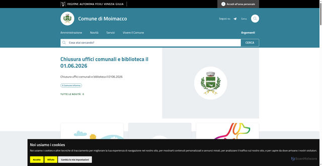 Security scan screenshot of https://www.comune.moimacco.ud.it