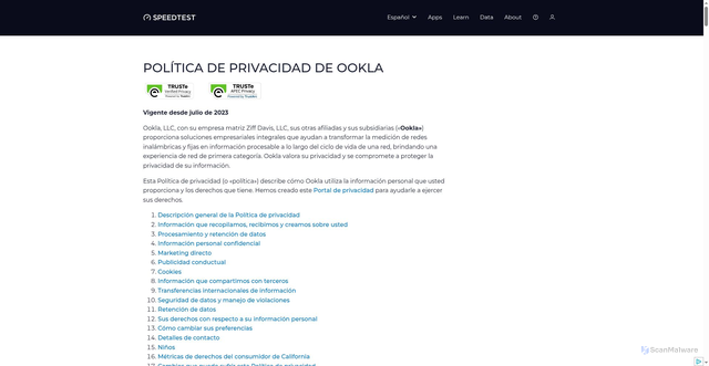 Security scan screenshot of https://1234-891.pages.dev/es/about/privacy