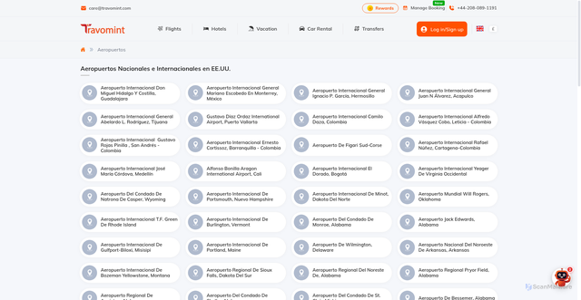 Security scan screenshot of https://www.travomint.com/es/aeropuertos