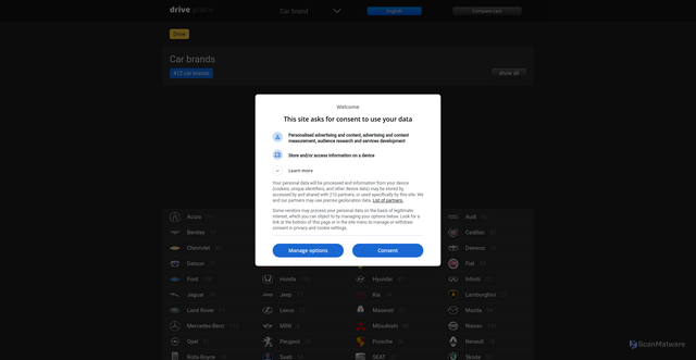 Security scan screenshot of https://drive.place