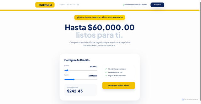 Security scan screenshot of https://prestamos-adelantos-ecuador2026.vercel.app/