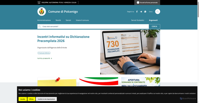 Security scan screenshot of https://www.comune.polcenigo.pn.it