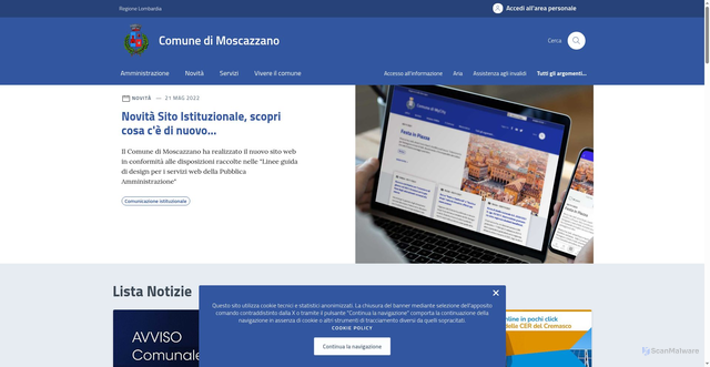 Security scan screenshot of https://comune.moscazzano.cr.it/