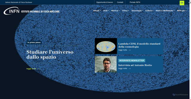 Security scan screenshot of https://www.infn.it/