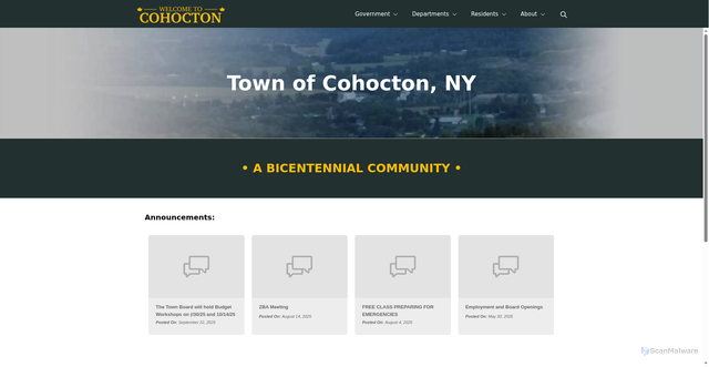 Security scan screenshot of https://townofcohoctonny.gov/