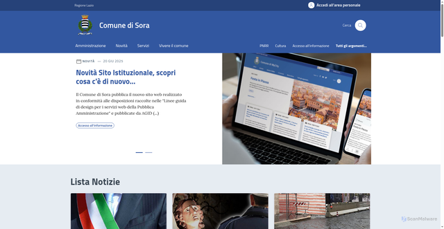 Security scan screenshot of https://comune.sora.fr.it/