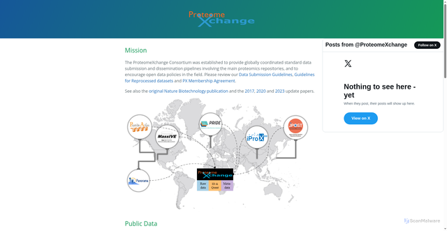 Security scan screenshot of https://www.proteomexchange.org