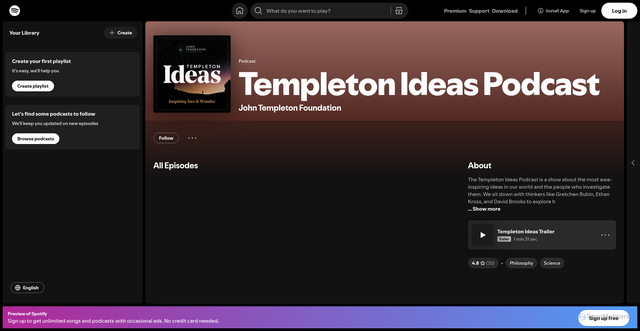 Security scan screenshot of https://open.spotify.com/show/3YOD3Evupsbi8sFs8TS6d3?utm_source=Receive+News+from+the+John+Templeton+Foundation&utm_campaign=4bfaa5fdfb-EMAIL_CAMPAIGN_2026_templetonideas_20260909&utm_medium=email&utm_term=0_-42837b4b08-97355777