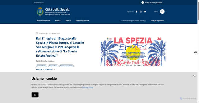 Security scan screenshot of https://www.comune.sp.it