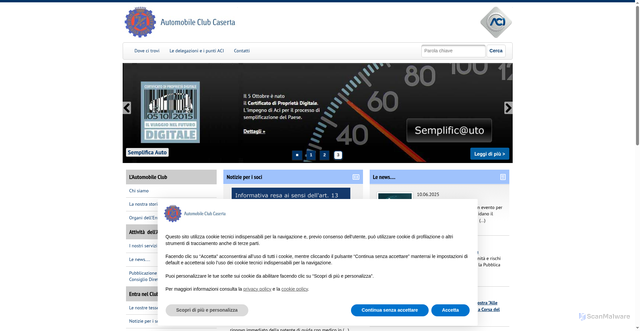 Security scan screenshot of https://caserta.aci.it/