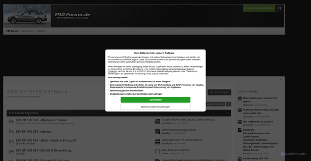 Security scan screenshot of https://www.e90-forum.de