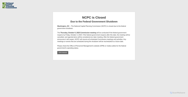 Security scan screenshot of https://www.ncpc.gov/default.html
